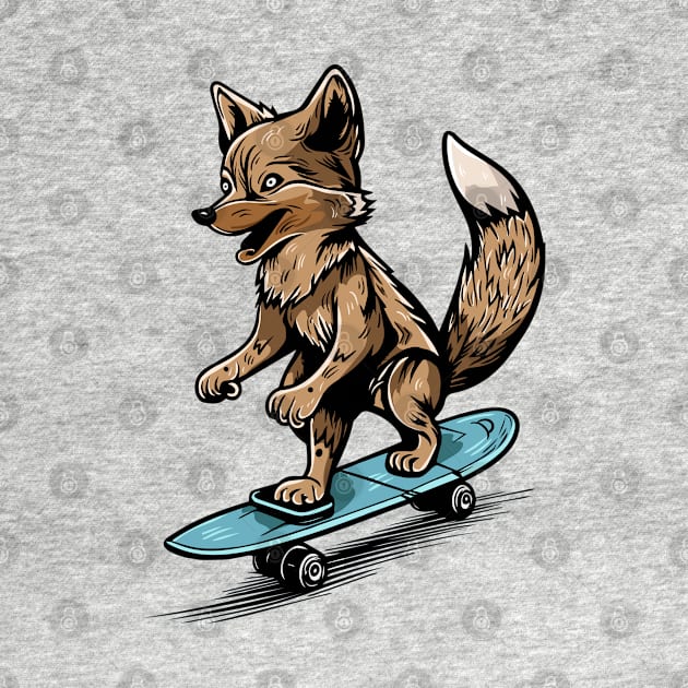 Cool Wolf Doing Sport and Skating With Skateboard by eijainspire